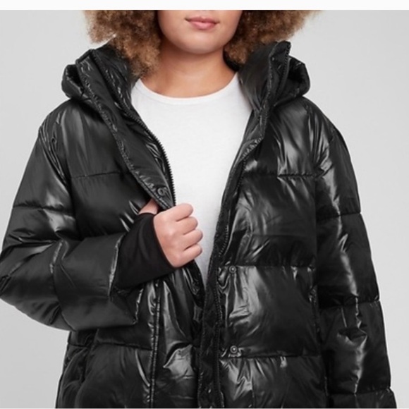 GAP Jackets & Blazers - GAP Women's Shiny Black Puffer Jacket
